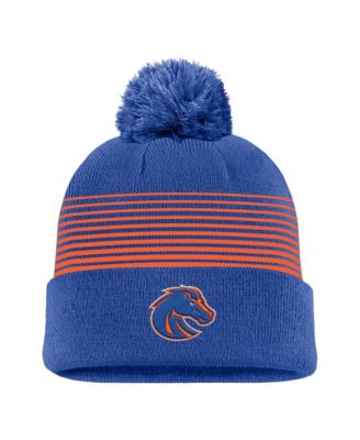 Men's Royal Boise State Broncos 2026 On-Field Peak Cuffed Knit Hat with Pom