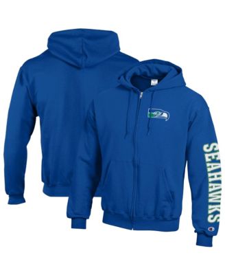 Men's Royal Seattle Seahawks Power Blend Fleece Full-Zip Hoodie