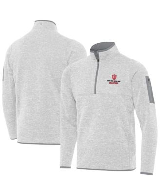 Men's Heather Gray Indiana Hoosiers College Football Playoff 2026 Rose Bowl Champions Fortune Quarter-Zip Pullover Sweatshirt