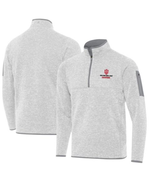 Мужские толстовки Antigua Heather Gray Indiana Hoosiers College Football Playoff 2026 Rose Bowl Champions Fortune Quarter-Zip Pullover
