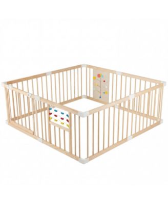 Large Adjustable Wooden Playpen for Babies, Infants and Toddlers