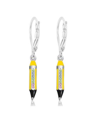 Kids Pencil Hypoallergenic Earrings for Girls with Sterling Silver Leverbacks