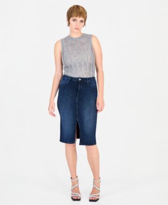 Women's Millie Longuette High-Waisted Denim Knee-Length Skirt
