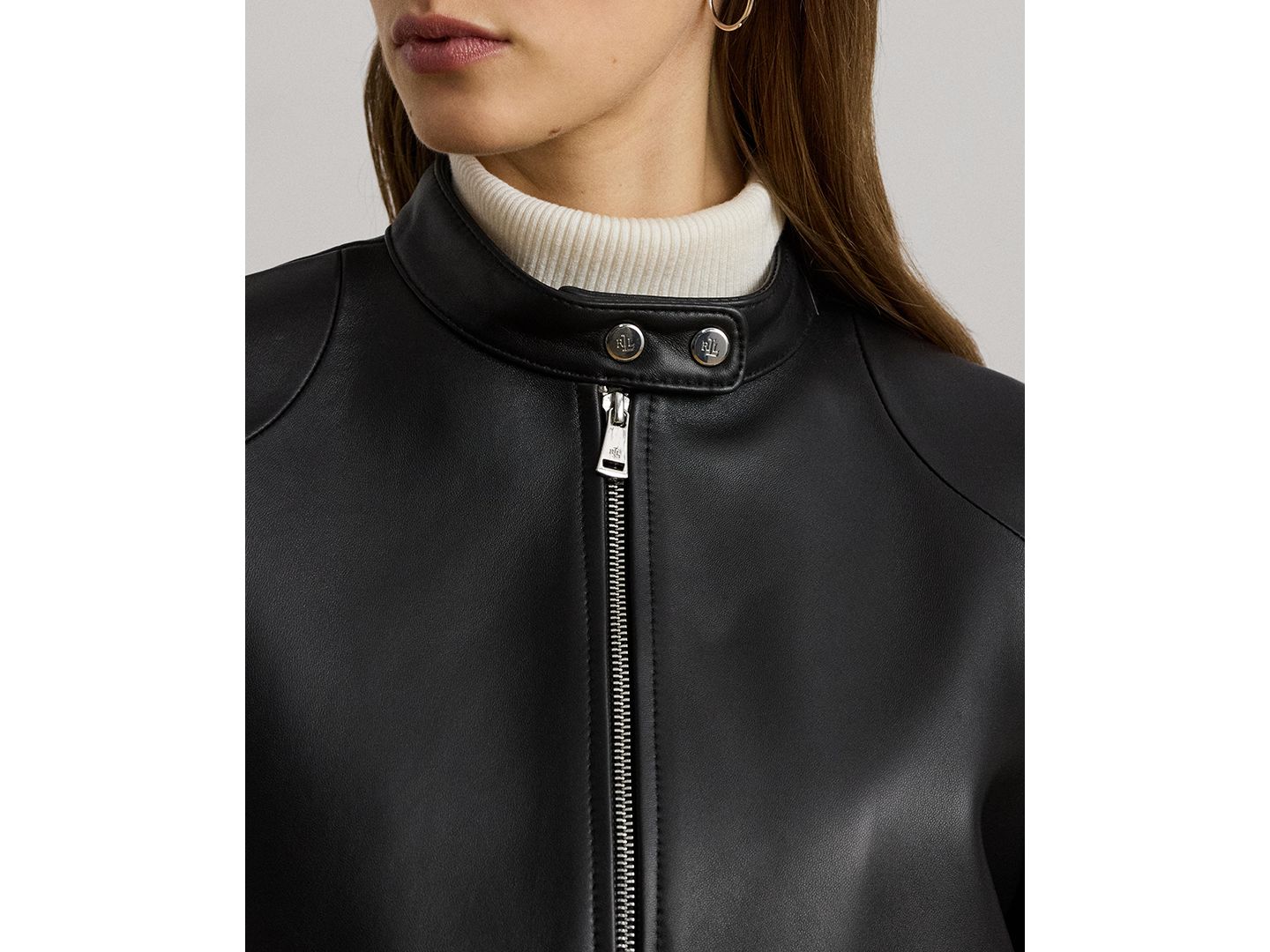 Женская куртка Lauren Ralph Lauren Lambskin Moto, цвет: Чёрный — фото 3