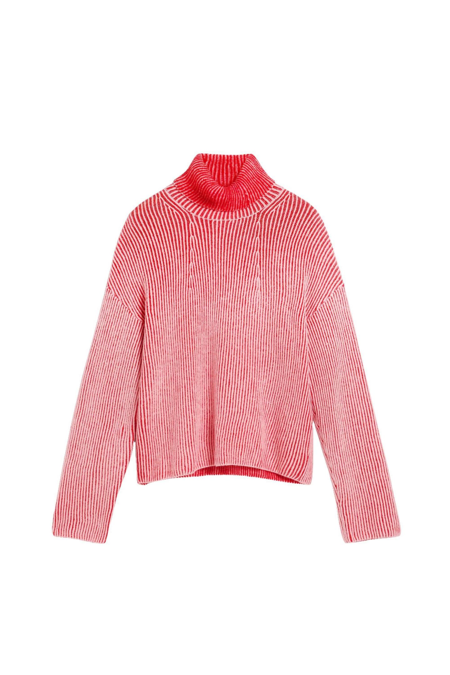 Женский свитер Desigual Chunky-Knit Turtleneck, цвет: Тёмный розовый — фото 5