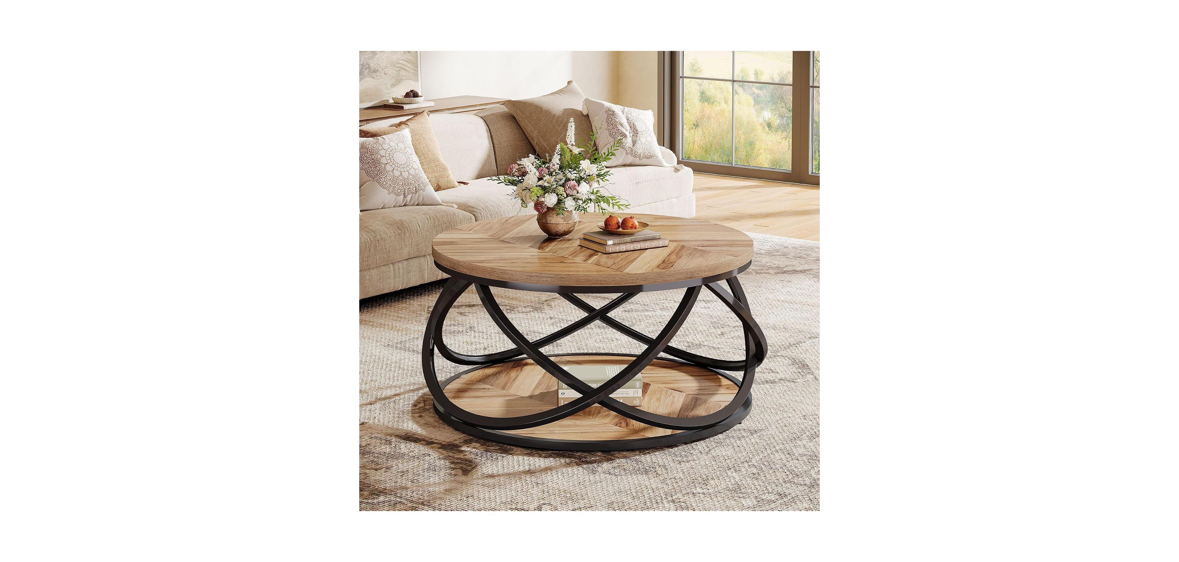 Tribesigns 2-Tier Round Coffee Table, 31.5" Circle Center Table for Living Room, Small Space