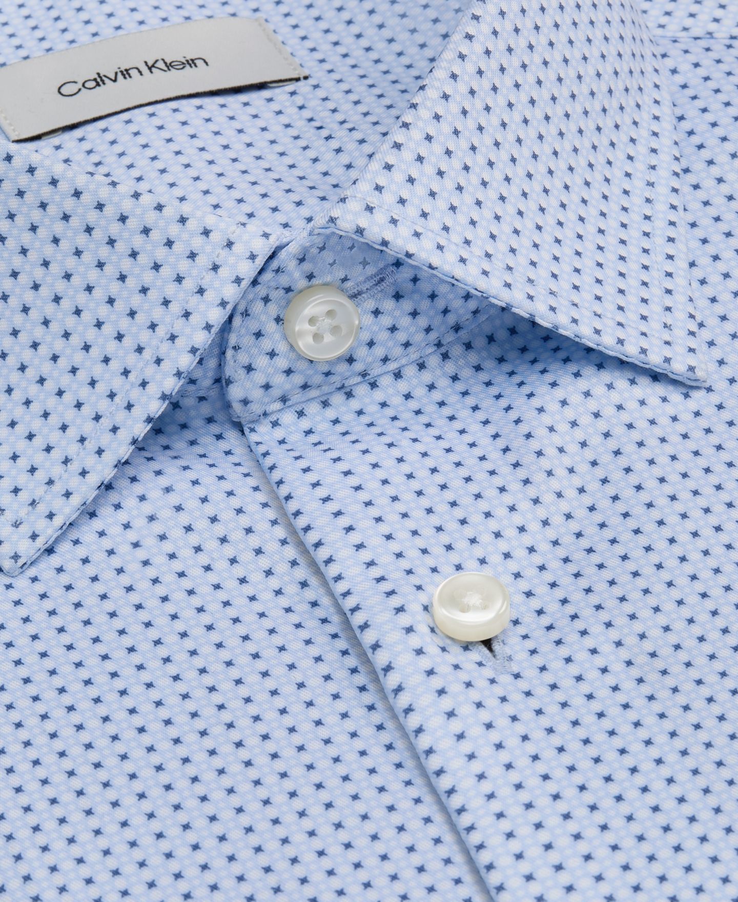 Мужская рубашка Calvin Klein Cotton Stretch Square Cuff Dress Shirt, цвет: Синий разноцветный — фото 2