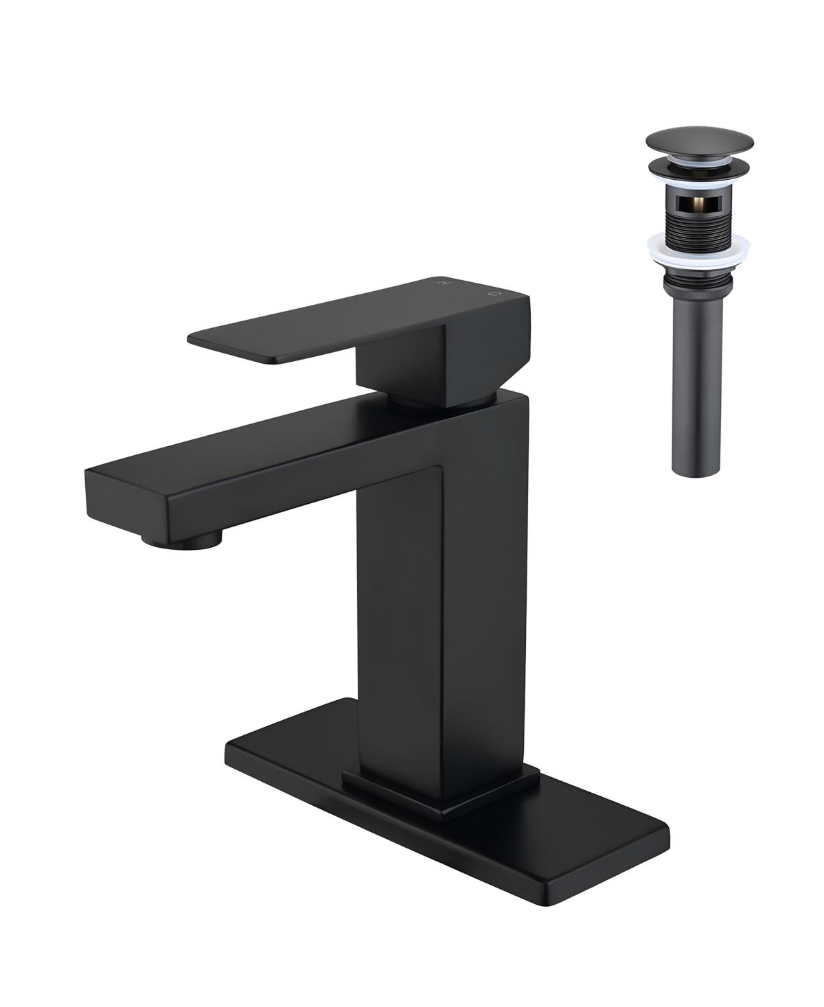 Thirtypeachy Single Handle Bathroom Sink Faucet, Stainless Steel Vanity Faucet with Pop-Up Drain and Overflow - Black