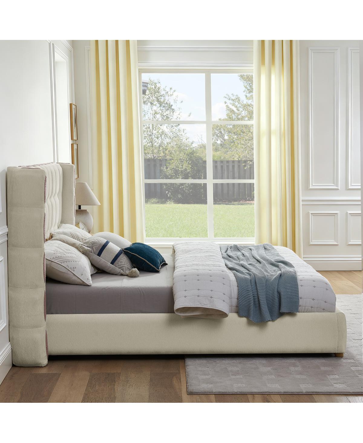 Streamdale Furniture King Size Waffle Wingback Gas Lift Storage Bed