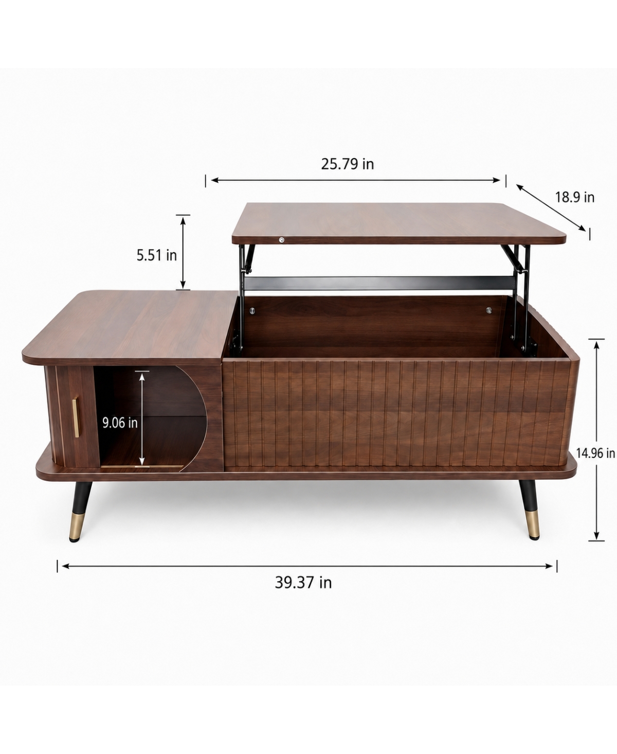 Streamdale Furniture Wood Lift Top Coffee Table with Hidden Compartment and Storage Shelf