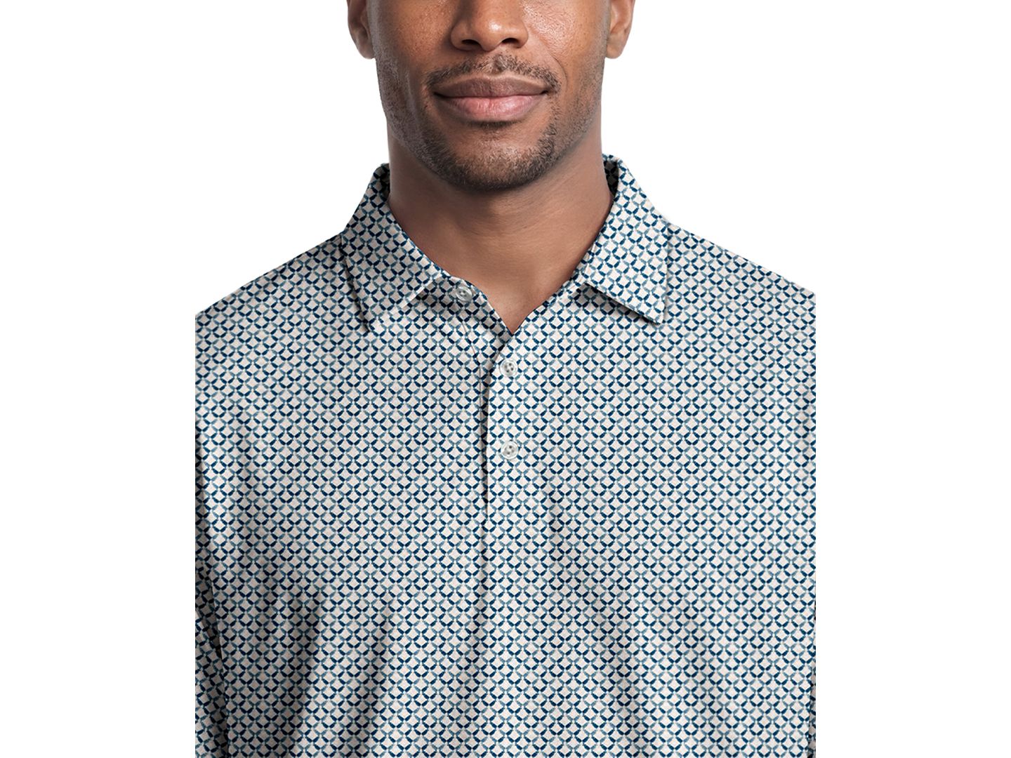 Мужское поло PGA TOUR Classic Geometric Print Regular-Fit Polo Shirt, цвет: Яркий белый — фото 3