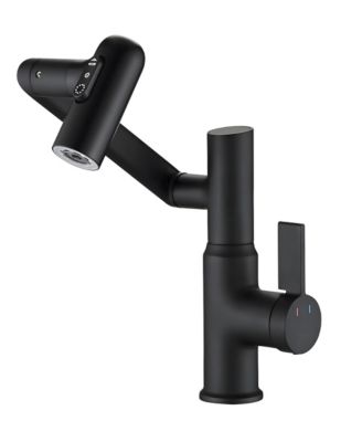 Single Handle Brass Bathroom Sink Faucet with Temperature Display, 3-Function Sprayer and 360degree(s) Swivel Spout