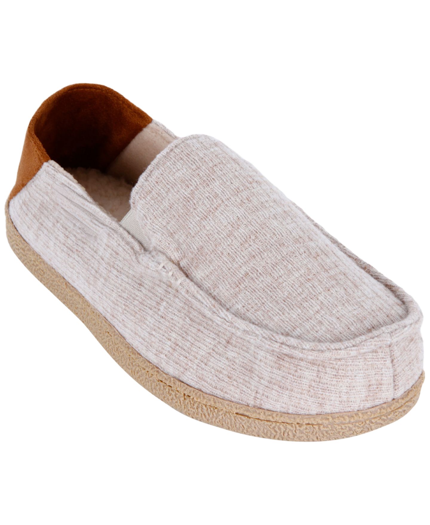Мужские тапочки Isotoner Knit Moccasin Slippers, цвет: Овсяный — фото 1