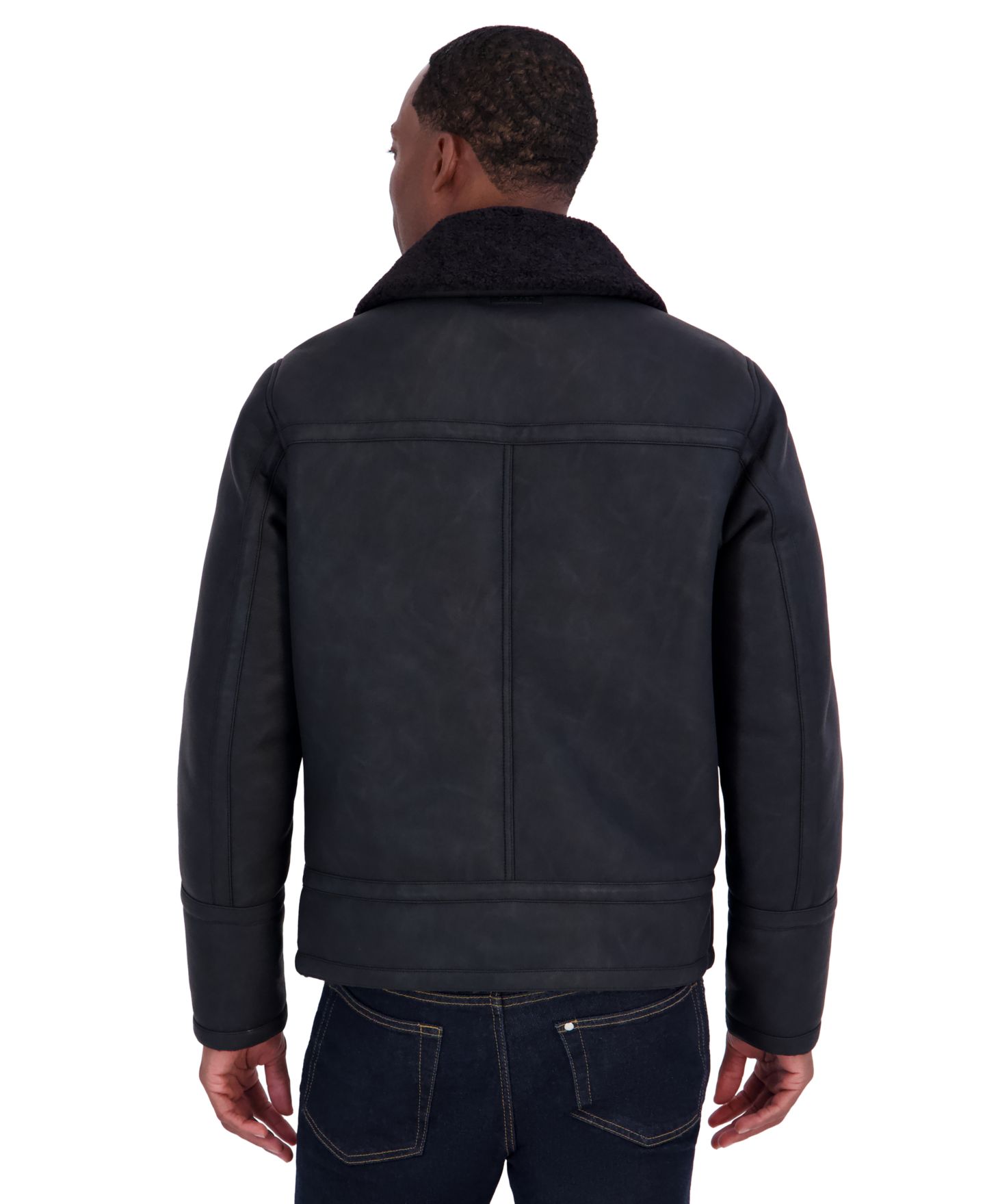 Мужская куртка Calvin Klein Faux Shearling Moto, цвет: Чёрный — фото 5