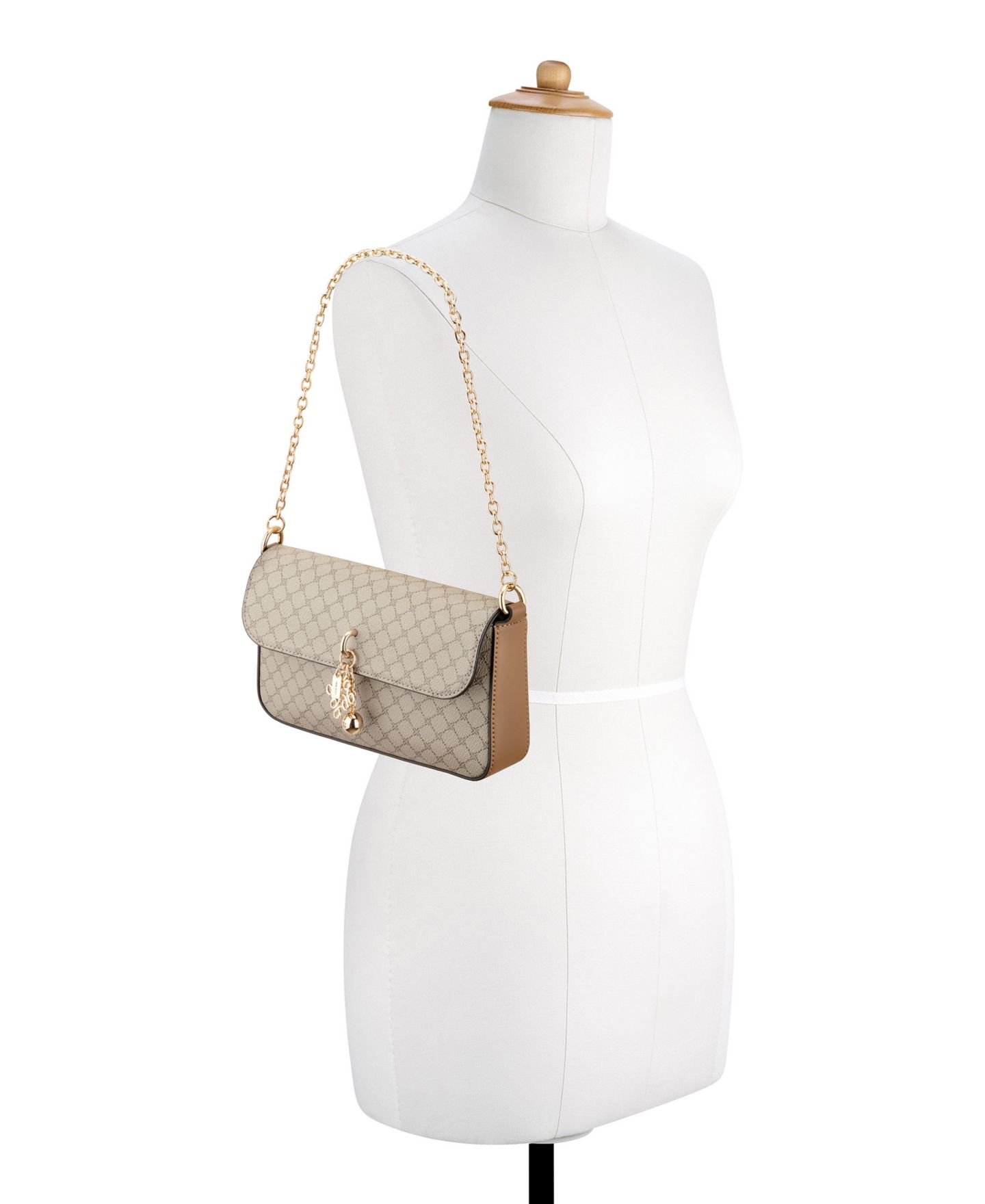 Женская сумка Nine West Marrisa Convertible Chain Small Shoulder Crossbody, цвет: Бежевый / Карамельный — фото 5