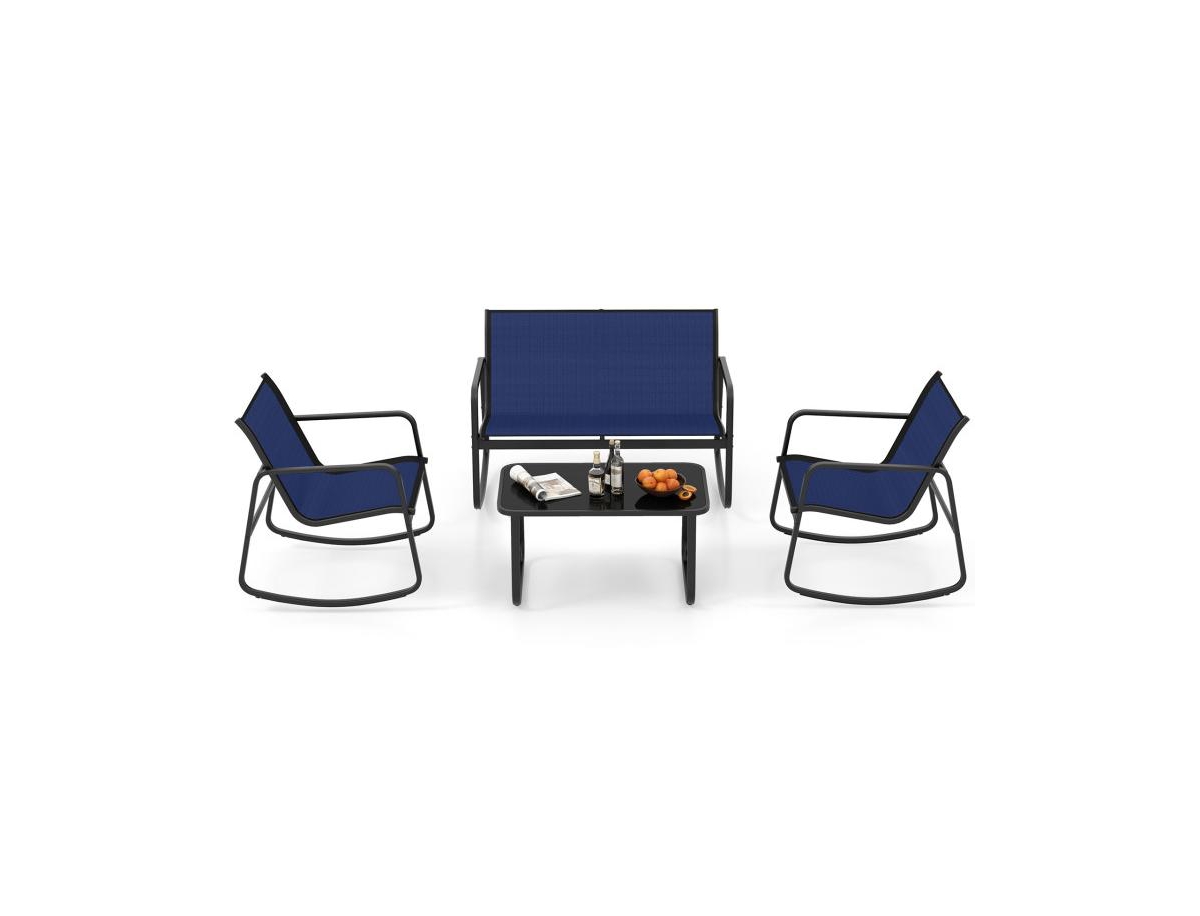 Boyel Living 4 Piece Patio Rocking Set with Glass