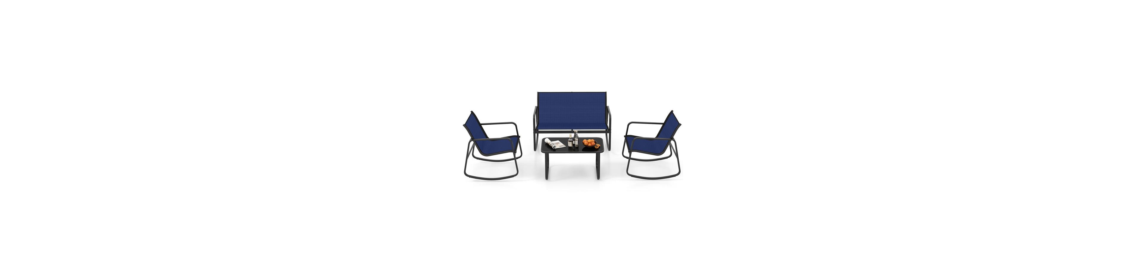 Boyel Living 4 Piece Patio Rocking Set with Glass