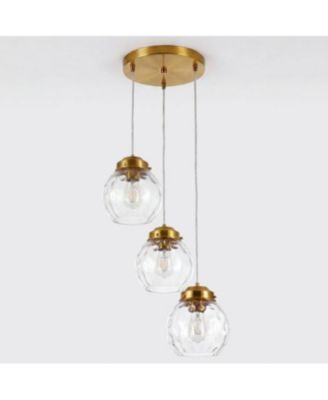 3-Light Pendant Lighting Fixtures with Adjustable Hanging Cords, Hammered Glass Globe Shades
