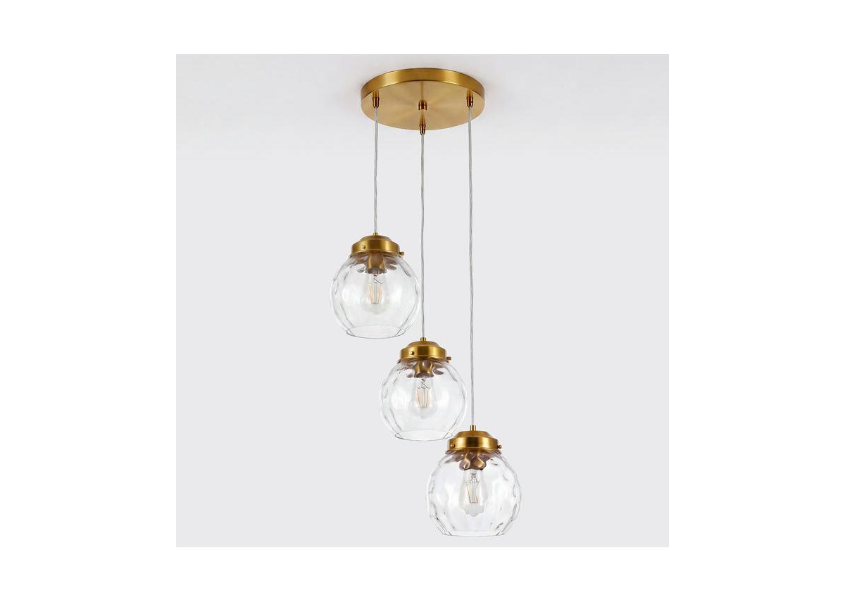 Tribesigns 3-Light Pendant Lighting Fixtures with Adjustable Hanging Cords, Hammered Glass Globe Shades