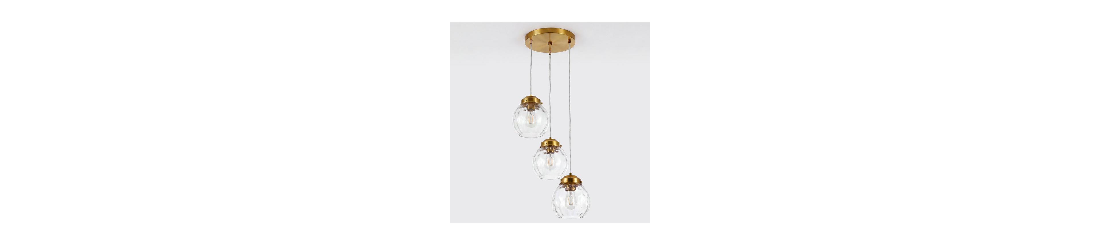 Tribesigns 3-Light Pendant Lighting Fixtures with Adjustable Hanging Cords, Hammered Glass Globe Shades