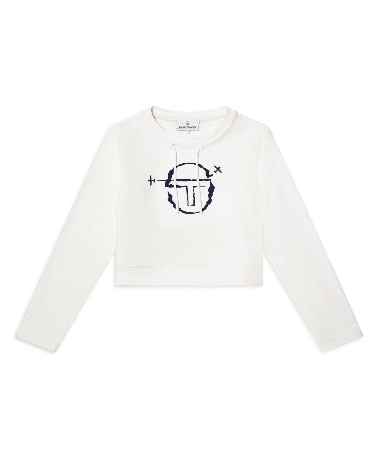 Женская толстовка Sergio Tacchini Piano Long-Sleeve Crop Crewneck, цвет: Яркий белый — фото 2