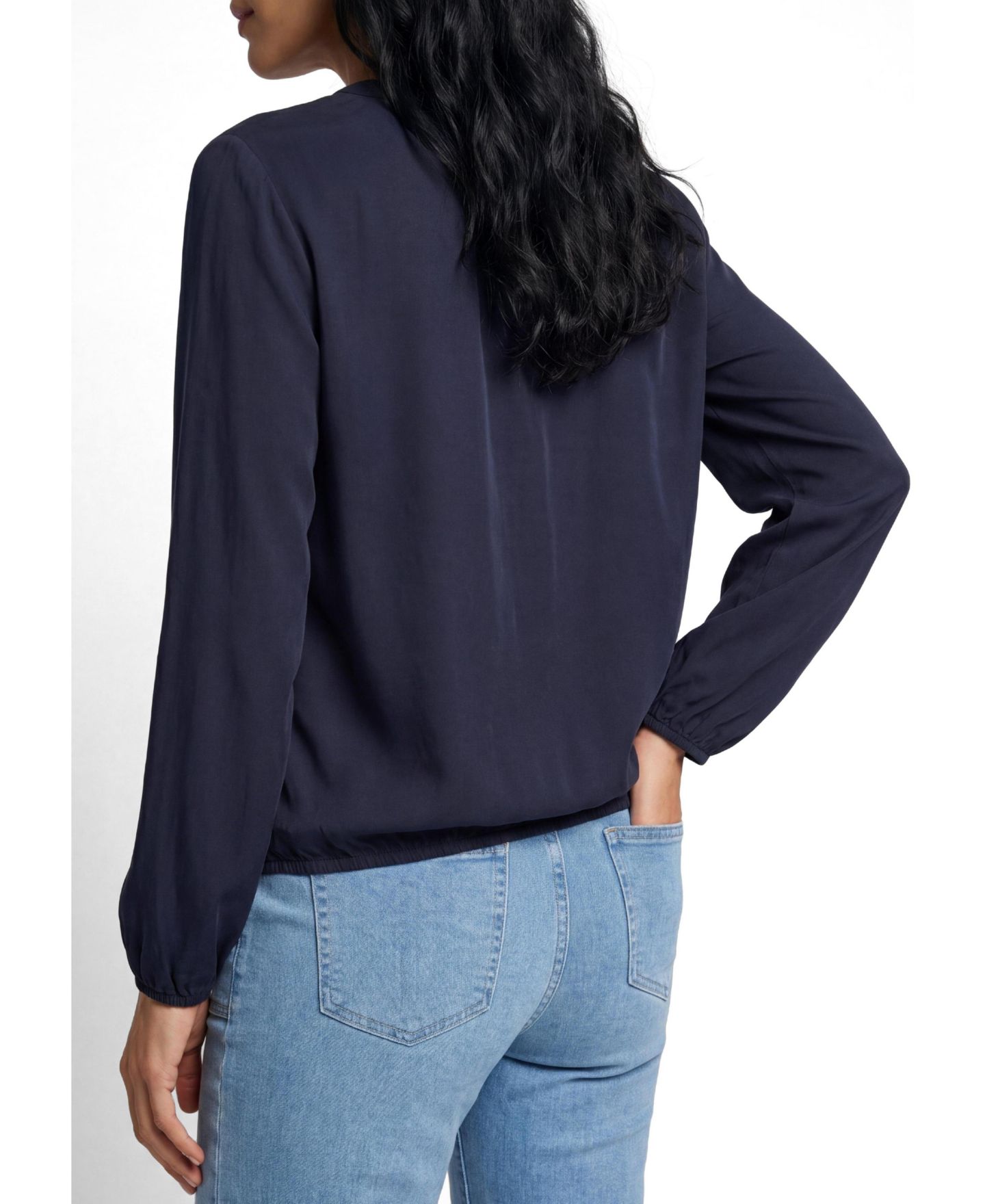 Женская блузка Olsen Long-Sleeve Tunic-Neckline, цвет: Тёмный тёмно-синий — фото 3