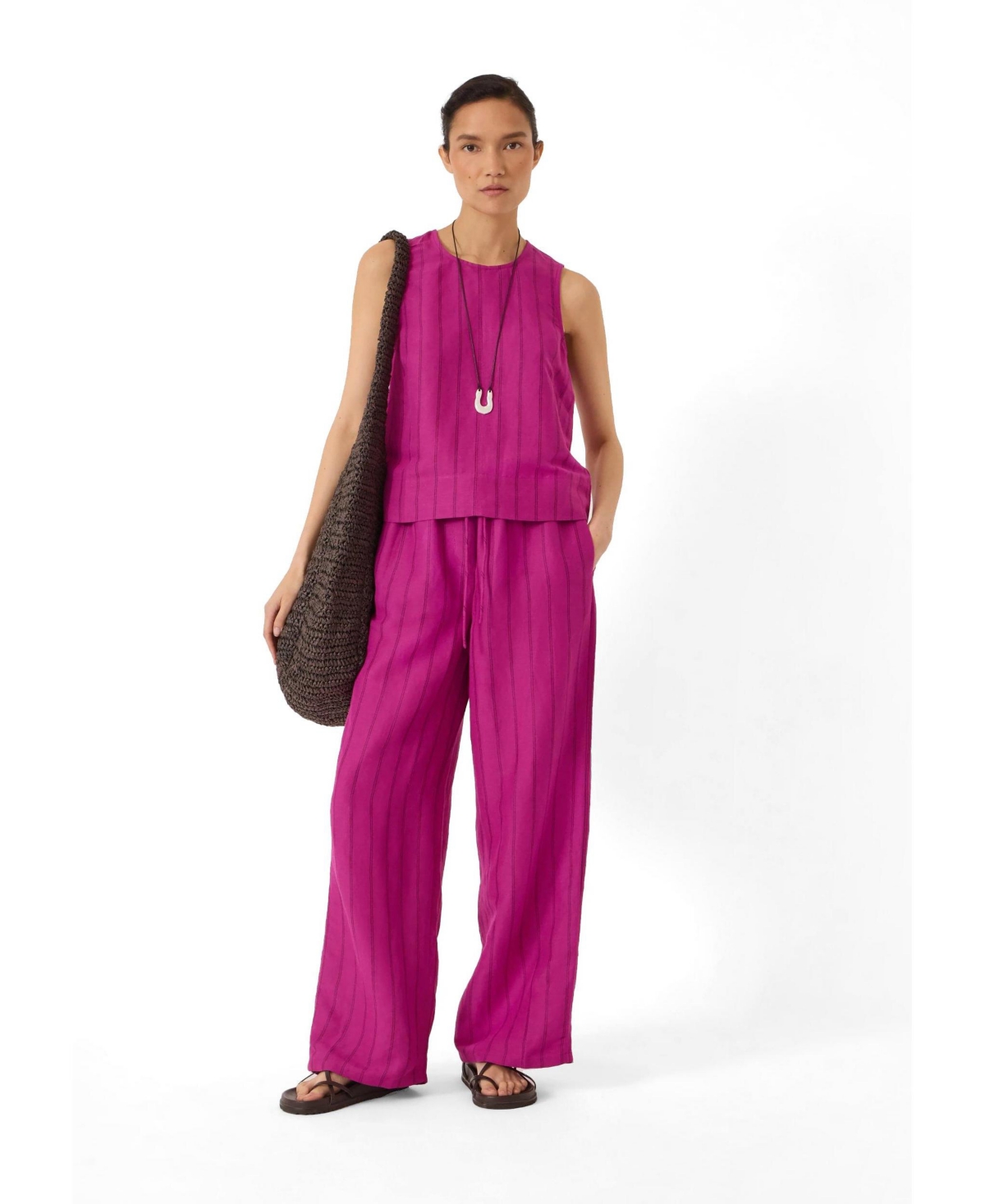 Hush Women's Vera Stripe Linen-Blend Sleeveless Shell Top
