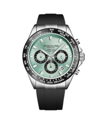 Aquamaster 4050 Men's 43mm VK63 Meca-Quartz Chronograph Watch, Ice Blue Sunray Dial, Black Tachymeter Bezel, Black Silicone Strap, 100M WR
