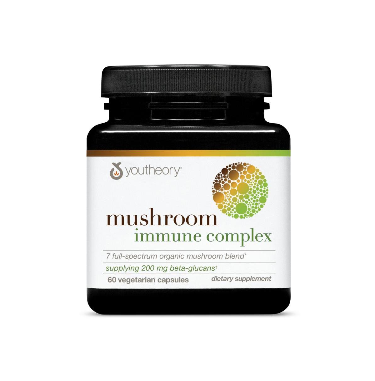 Youtheory Mushroom Immune Complex Immune Support Supplement 60 Vegetarian Capsules