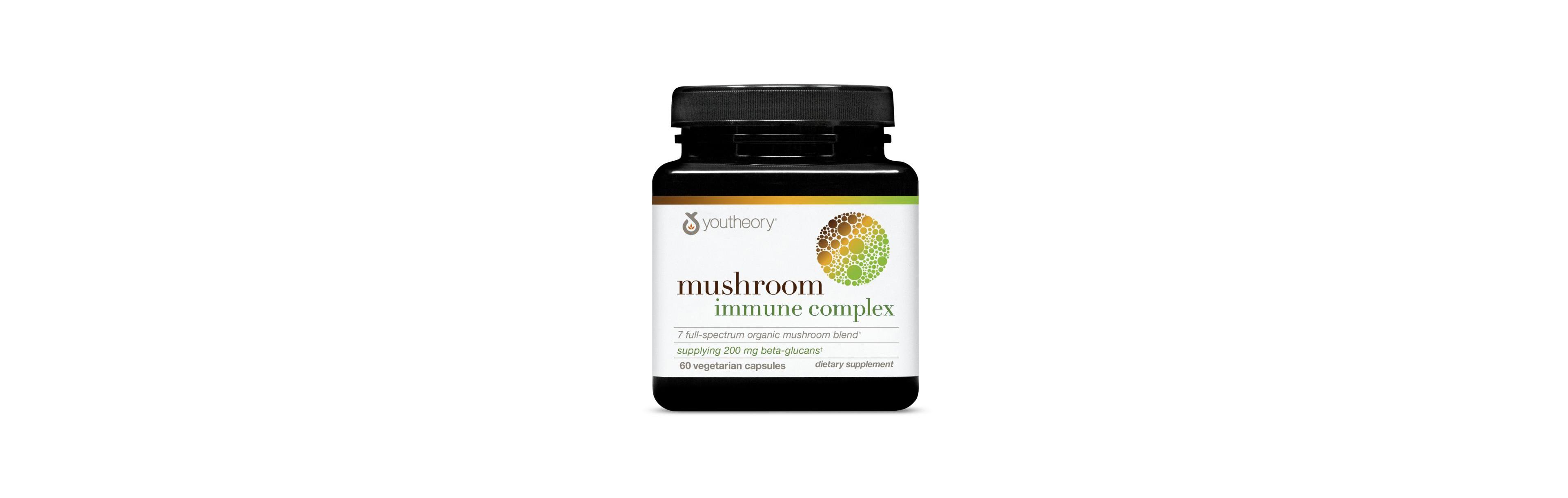 Youtheory Mushroom Immune Complex Immune Support Supplement 60 Vegetarian Capsules