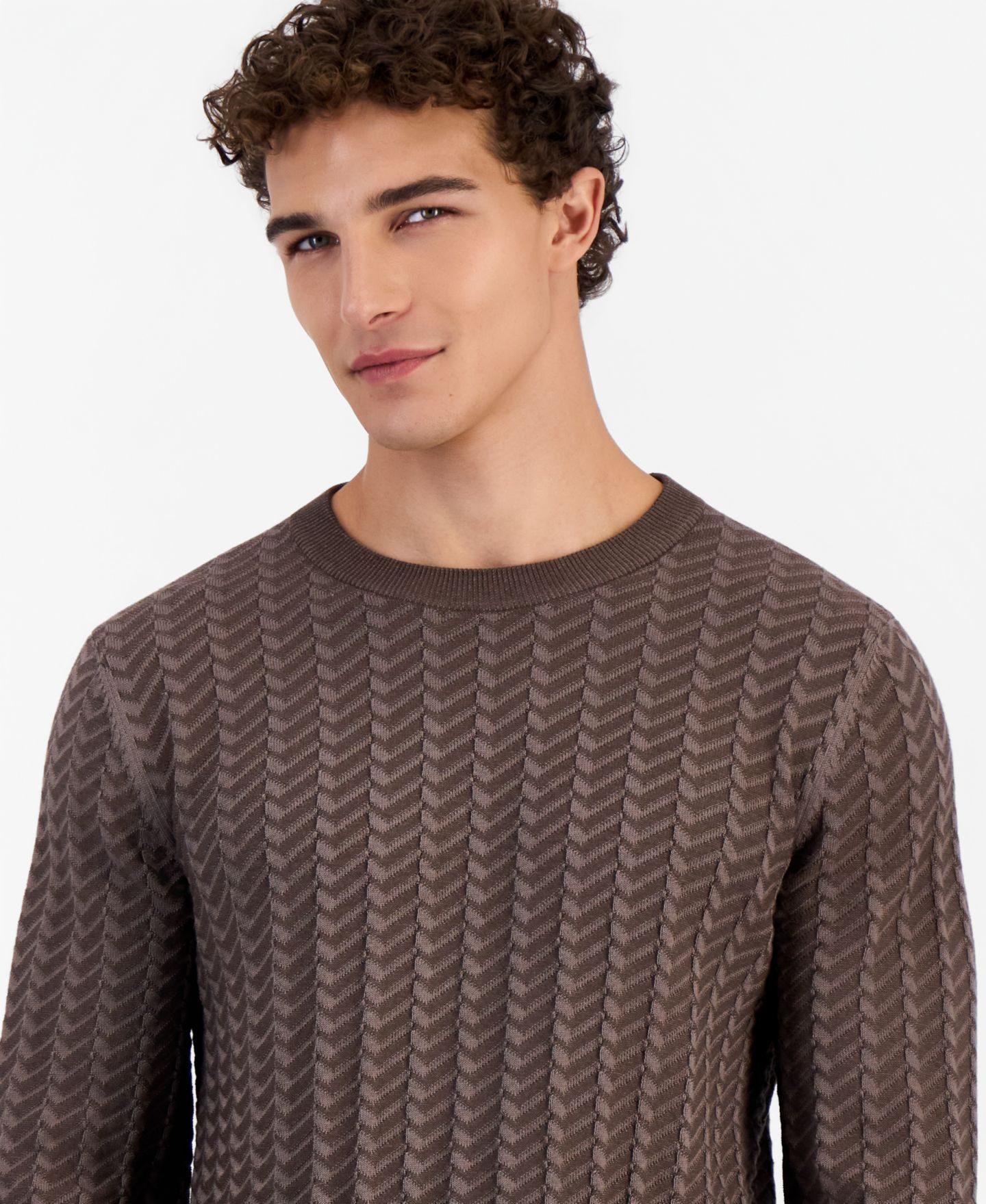 Мужской свитер Hugo Boss Simond Crewneck Cotton Structured, цвет: Rustcopper — фото 3