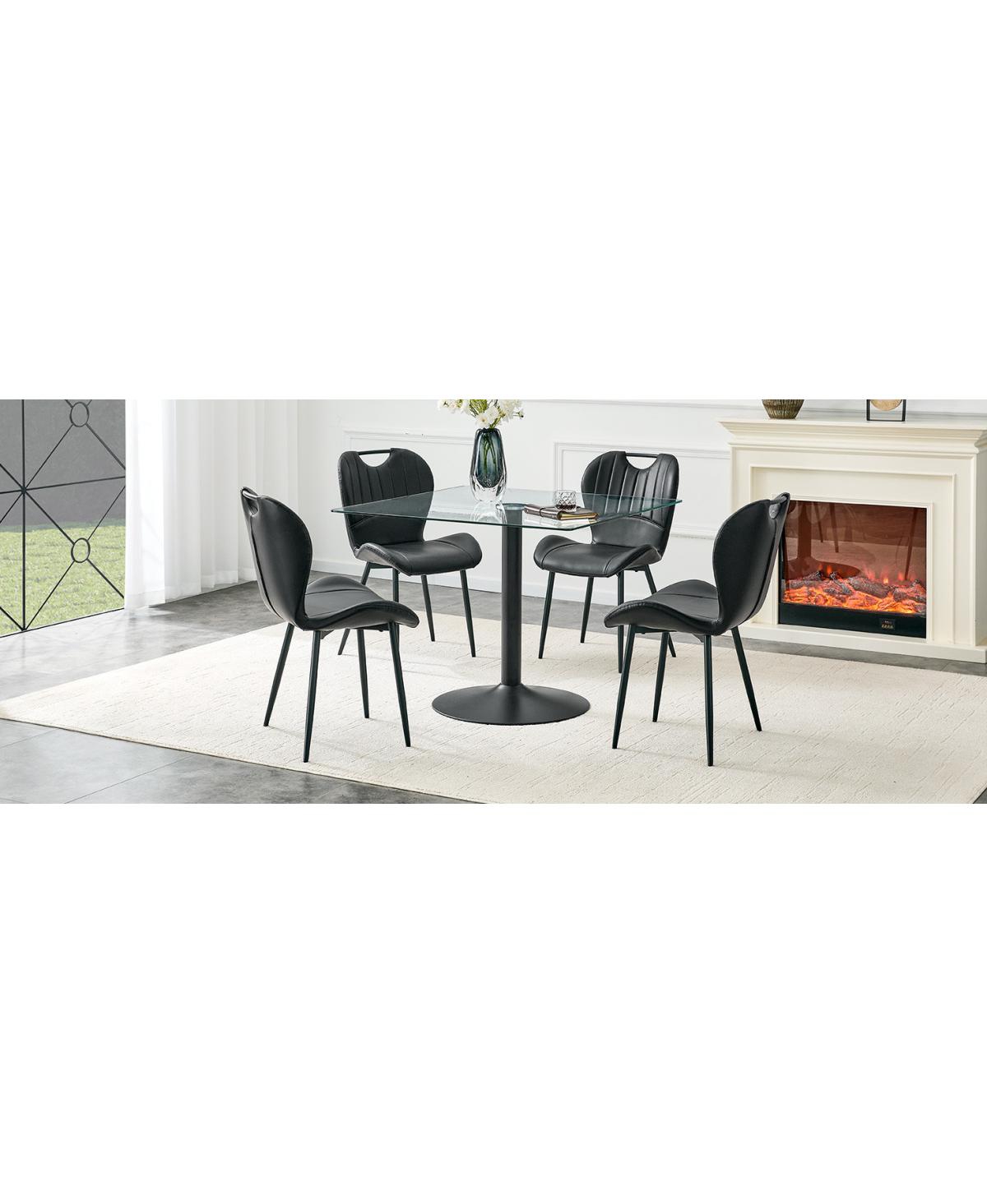 Streamdale Furniture Glass Dining Table and 4 Pu Chairs Set