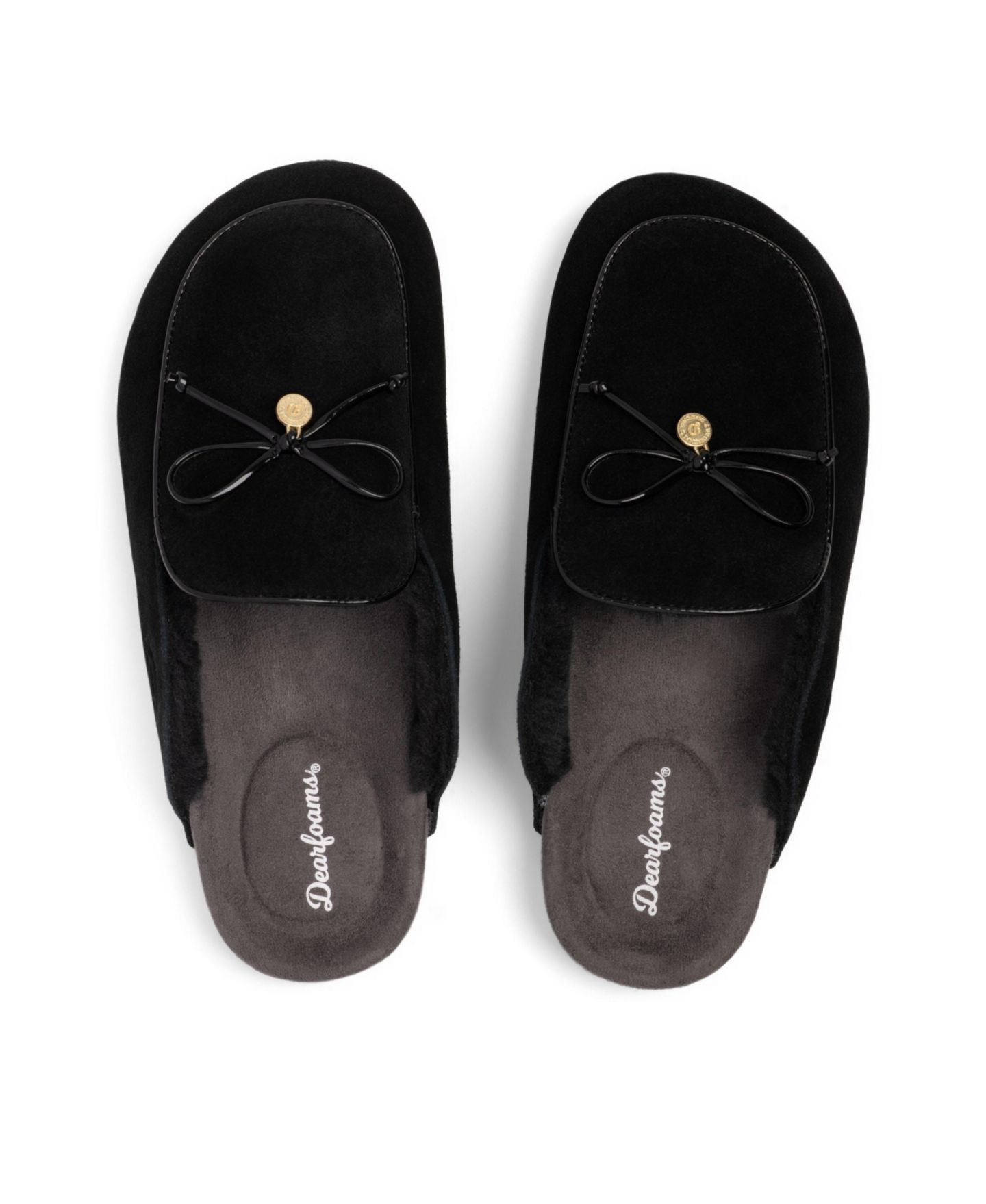 Женские тапочки Dearfoams Falan Genuine Suede Scuff Slippers, цвет: Чёрный — фото 4