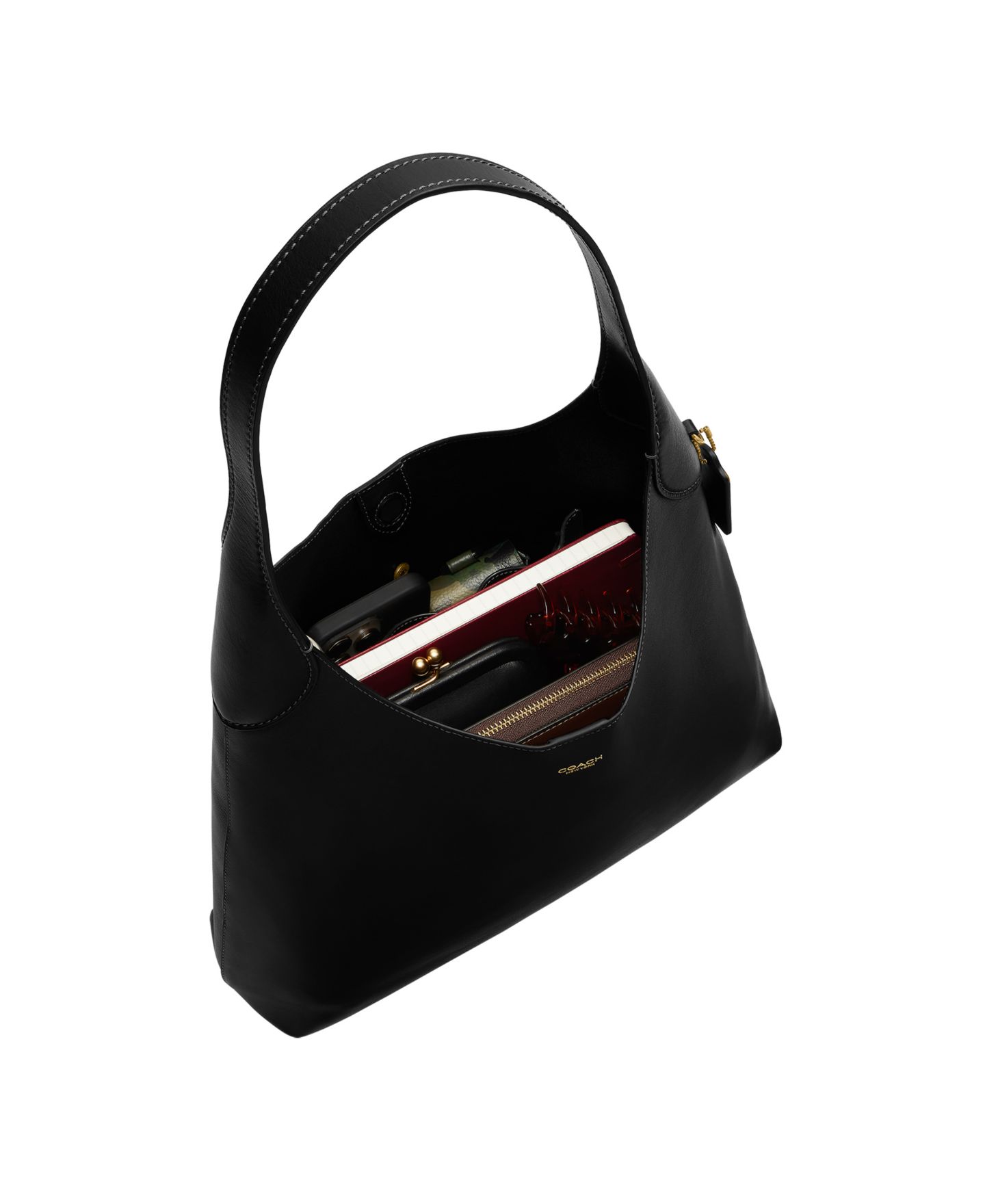 Женская сумка COACH Brooklyn Large Leather Shoulder 34, цвет: Латунный / Чёрный — фото 5