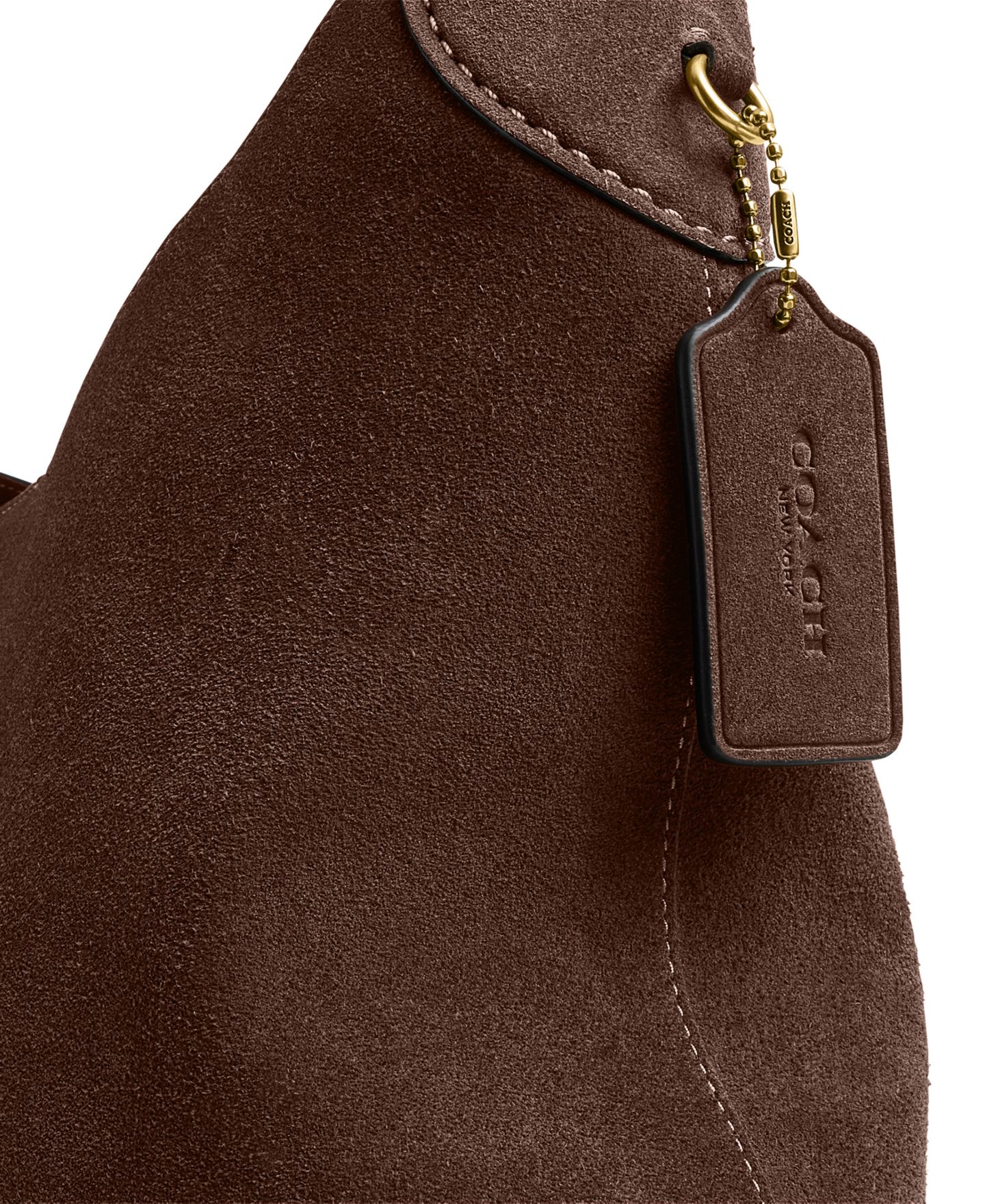 Женская сумка COACH Brooklyn Large Suede Shoulder 34, цвет: Латунный / Шоколадный — фото 9