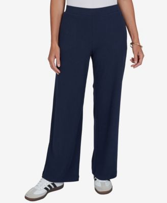 Petite Wide-Leg Pull-On Ribbed Pants