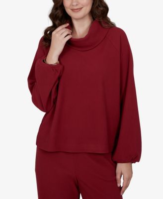 Petite Cowl Neck Ribbed Top