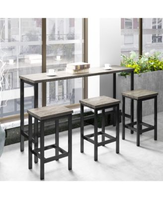 4-Piece Counter Height Set, 60.2" Table and 3 Stools