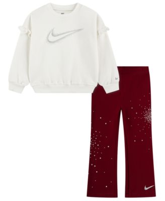 Girls' 4-6X Ruffle Crew Top and Flared Leggings, 2-Piece Set