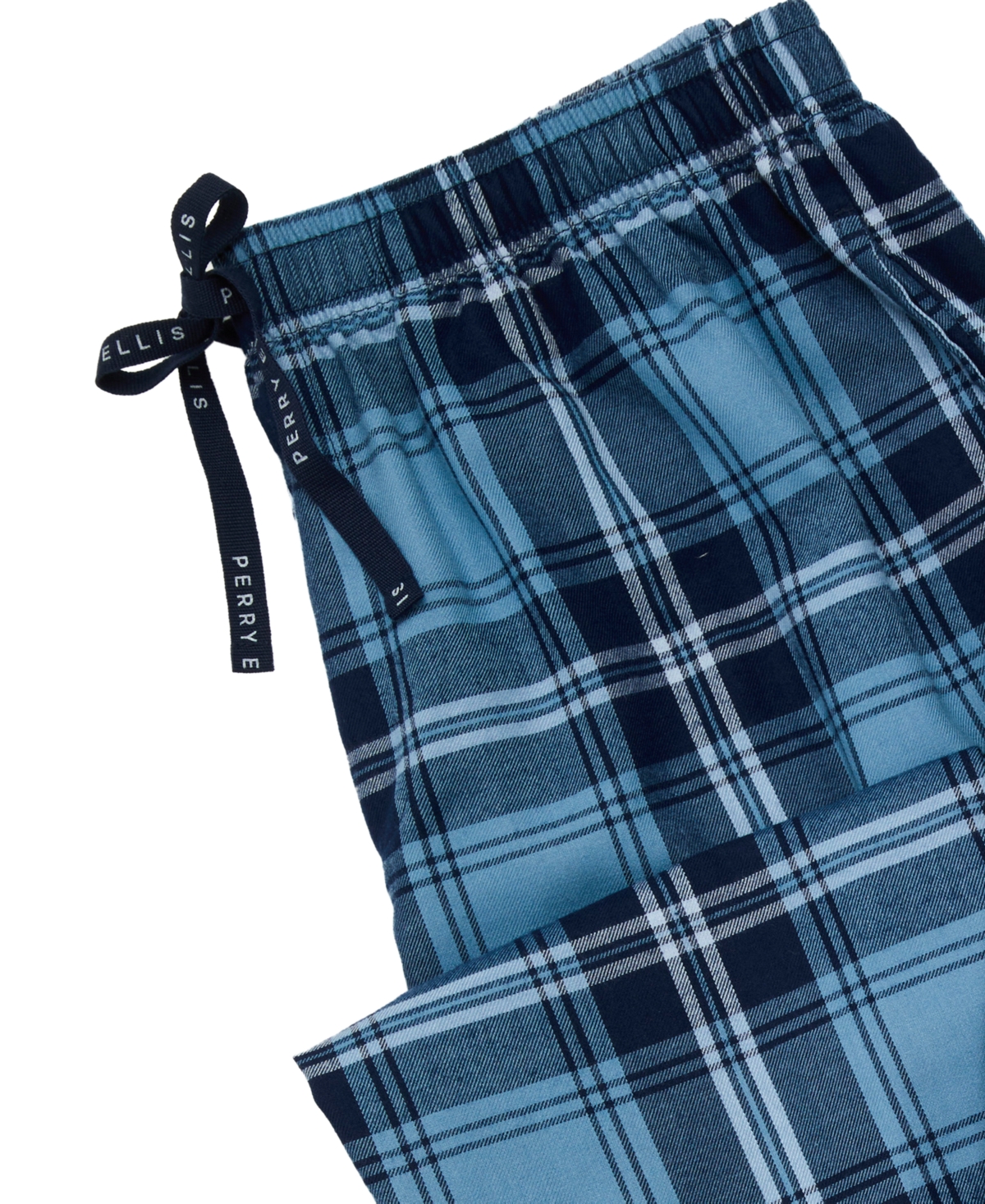 Perry Ellis Portfolio Men's Deluxe Touch T-Shirt and Flannel Plaid Pants, 2-Piece Set