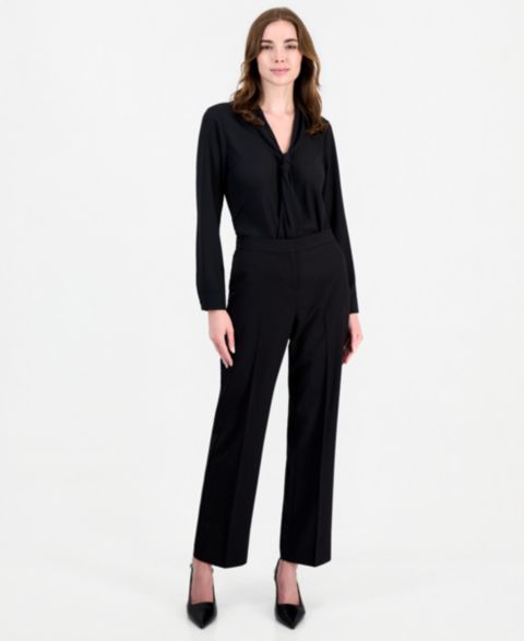 Женские брюки Tahari ASL Straight Pant Straight-Leg Mid-Rise, цвет: Чёрный