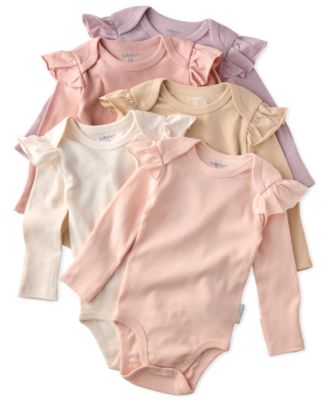 Baby Girls' Ashley Ruffle Shoulder Long-Sleeve Bodysuit, 5-Pack