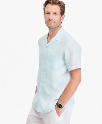 Men's Camp Collar Short Sleeve Linen Shirt, Macy's Exclusive