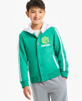 Boys' 4-20 Creeper Survivor Mod Minecraft Hooded Bomber Jacket