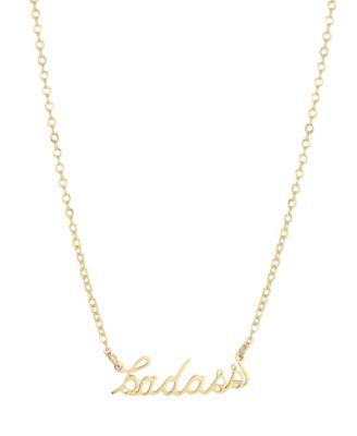 Tarnish Resistant Gold Cursive Badass Necklace