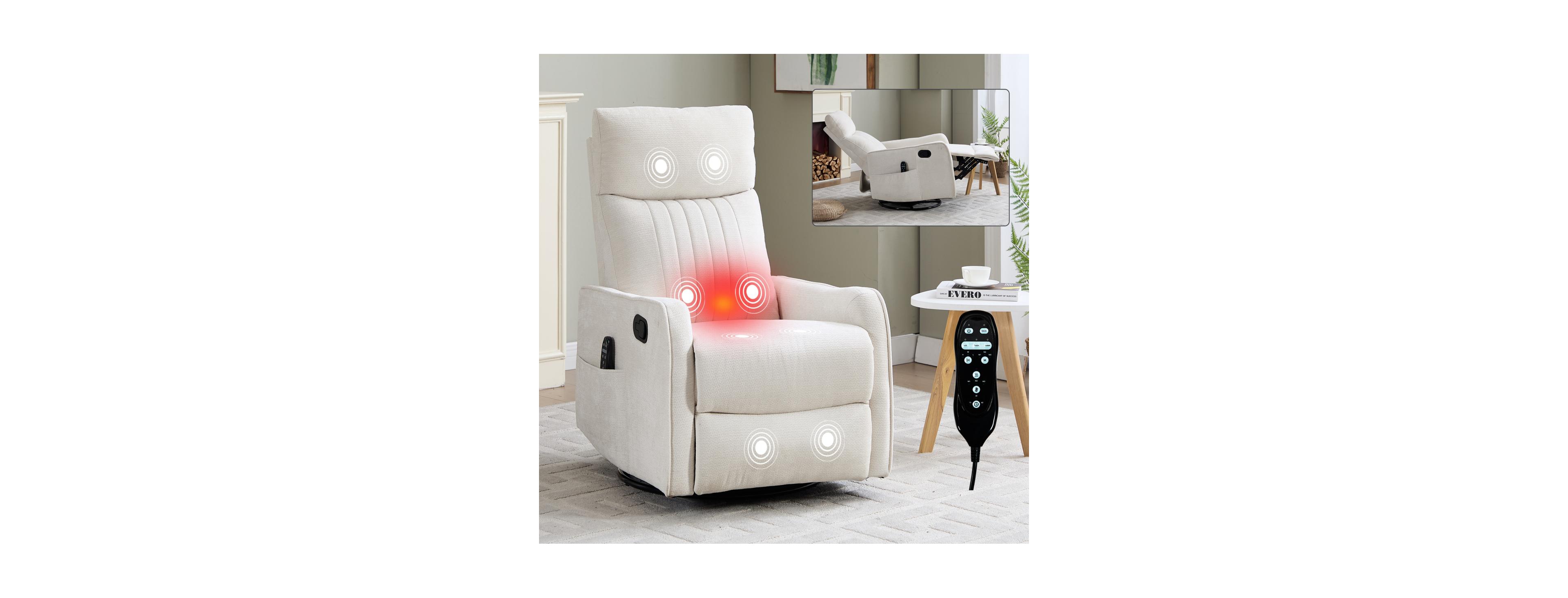 Streamdale Furniture Fabric Rocker Swivel Manual Massage Recliner Chair