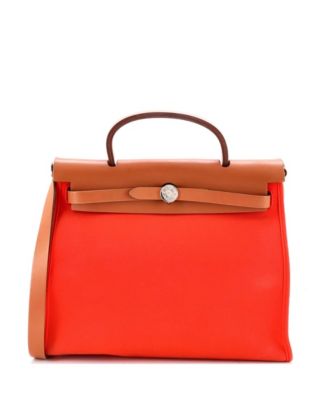 Pre-Owned Hermes 31 Herbag Zip Leather and Toile