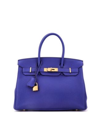 Pre-Owned Hermes Birkin 30 Handbag Blue Togo with Gold Hardware