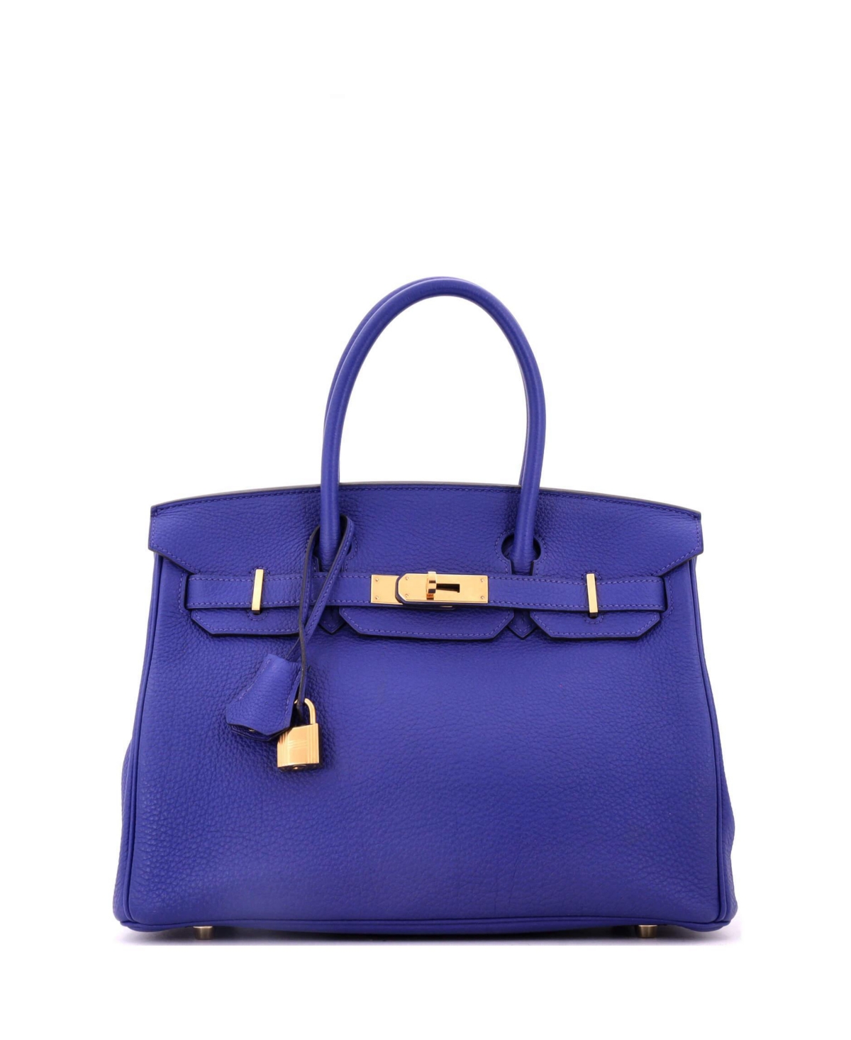 Pre-Owned Hermes Birkin 30 Handbag Blue Togo with Gold Hardware - Blue