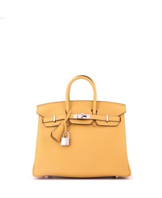 Pre-Owned Hermes Birkin 25 Handbag Yellow Togo with Palladium Hardware